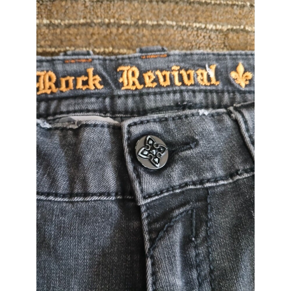 Rock Revival Lowry Black Y2K Rock / Grunge Studded Jeans Men's 36 X 30 Straight - Picture 3 of 9